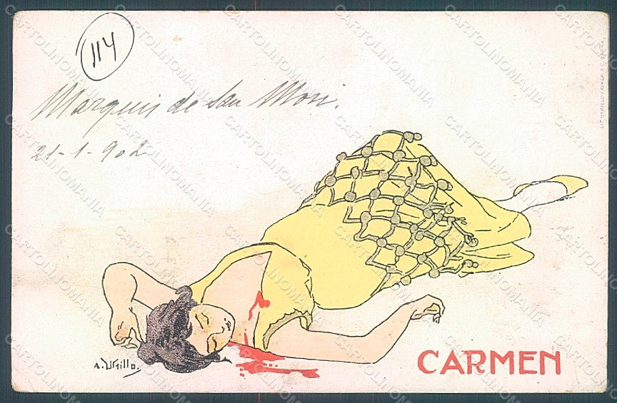 Artist Signed Utrillo Spanish Lady Fashion Carmen Opera WRINKLES pc HR2038 – fronte