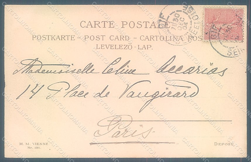 Artist Signed Parkinson Lady Art Nouveau Christmas MM Vienne 191 postcard HR2045 – retro