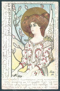 Artist Signed Kieszko Lady Art Nouveau Piano CORNERS CREASED postcard HR2051 – fronte