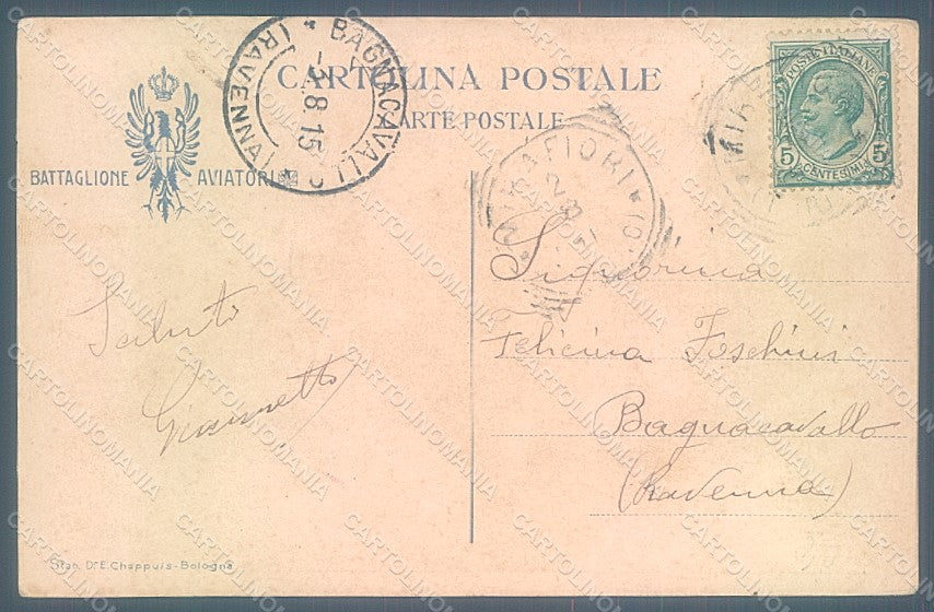 Artist Signed Cambellotti Battaglione Aviatori WWI CORNER CREASE postcard HR2056 – retro