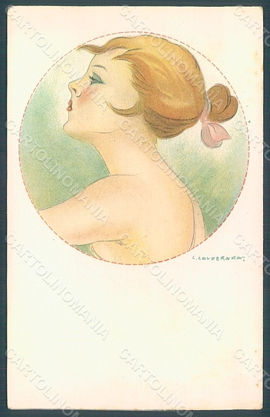 Artist Signed Calderara Risque Lady serie 3128-5 WRINKLES postcard HR2067 – fronte
