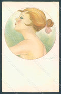 Artist Signed Calderara Risque Lady serie 3128-5 WRINKLES postcard HR2067 – fronte