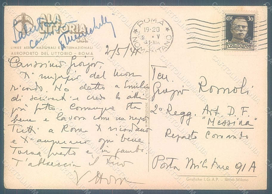 Artist Signed Crali Fascismo Ala Littoria Roma Parachutist CREASES pc HR2068 – retro
