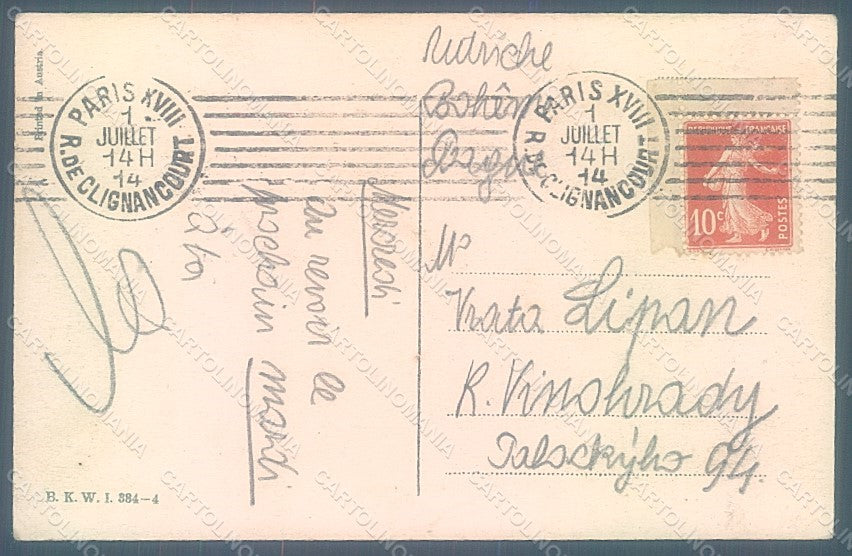 Artist Signed Koehler Lady Fashion Mode Art Nouveau BKWI 384-4 WRINKLE pc HR2071 – retro