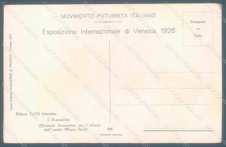 Artist Signed Tato Futurism Futurismo Assalto Expo 1926 Venezia postcard HR2073 – retro
