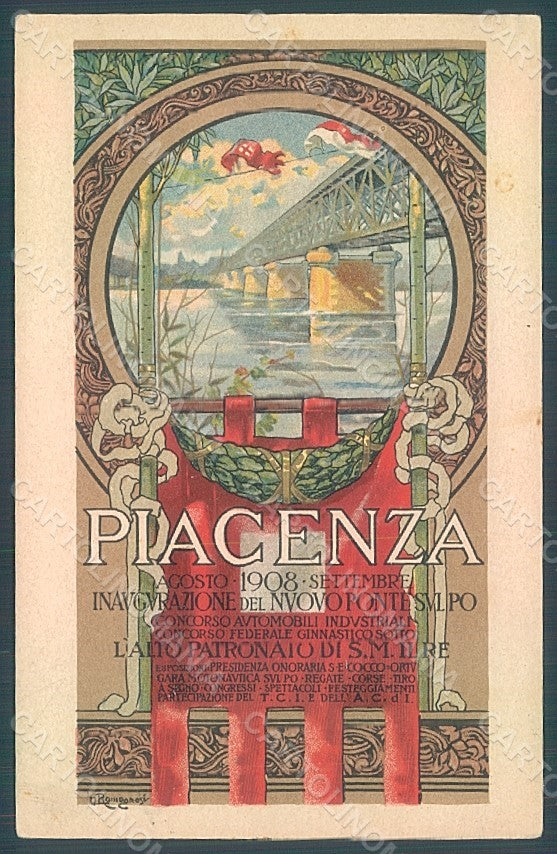 Artist Signed Romagnosi Piacenza Nuovo Ponte sul Po WRINKLES postcard HR2102 – fronte