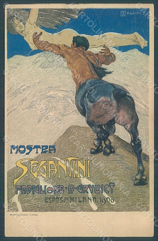 Artist Signed Magrini Mostra Segantini Expo 1906 Milano CREASES TEARED pc HR2105 – fronte