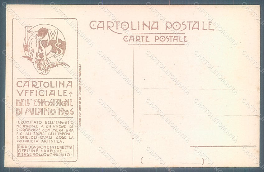 Artist Signed Metlicovitz Sempione Milano Expo 1906 Advertising Fernet pc HR2106 – retro