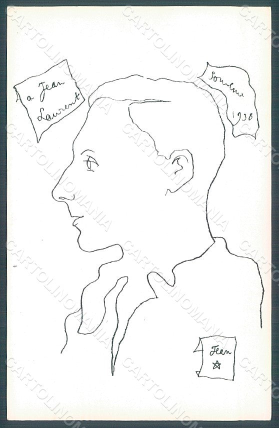 Artist Signed Jean Cocteau Laurent 1938 postcard HR2115 – fronte