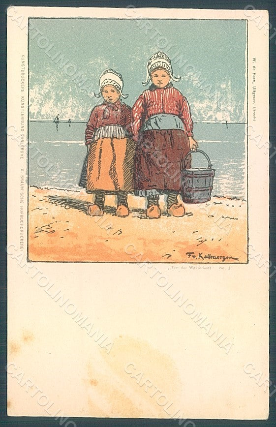Artist Signed Kallmorgen F. Dutch Children Sea SPOTS serie 3 postcard HR2117 – fronte