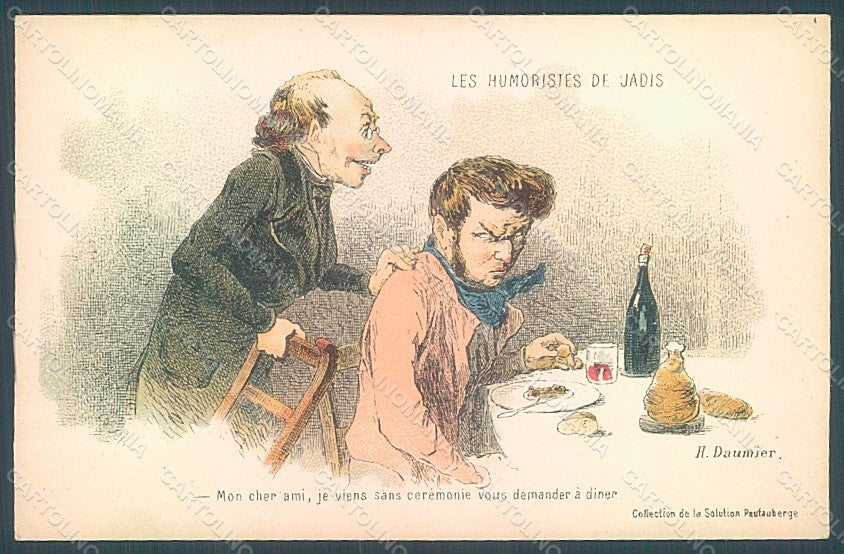 Artist Signed Daumier Men Les Humoristes de Jadis Solution Paufauberge pc HR2129 – fronte