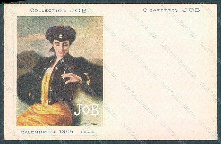 Artist Signed Casas Lady Smoking Collection JOB Calendrier 1906 postcard HR2131 – fronte