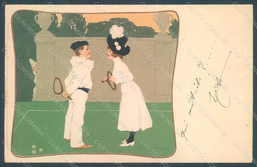 Artist Signed Wennerberg Children Sport Tennis WRINKLE Meissner 1039 pc HR2135 – fronte