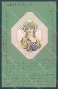 Artist Signed Lady Art Nouveau Byzantine Heads Relief postcard HR2144 – fronte