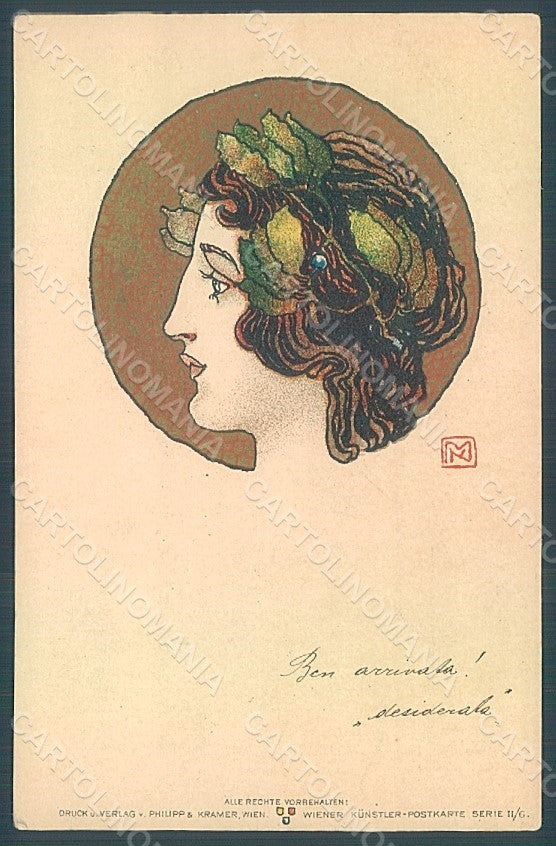 Artist Signed Koloman Moser Art Nouveau Philipp & Kramer II-6 WRINKLES pc HR2158 – fronte