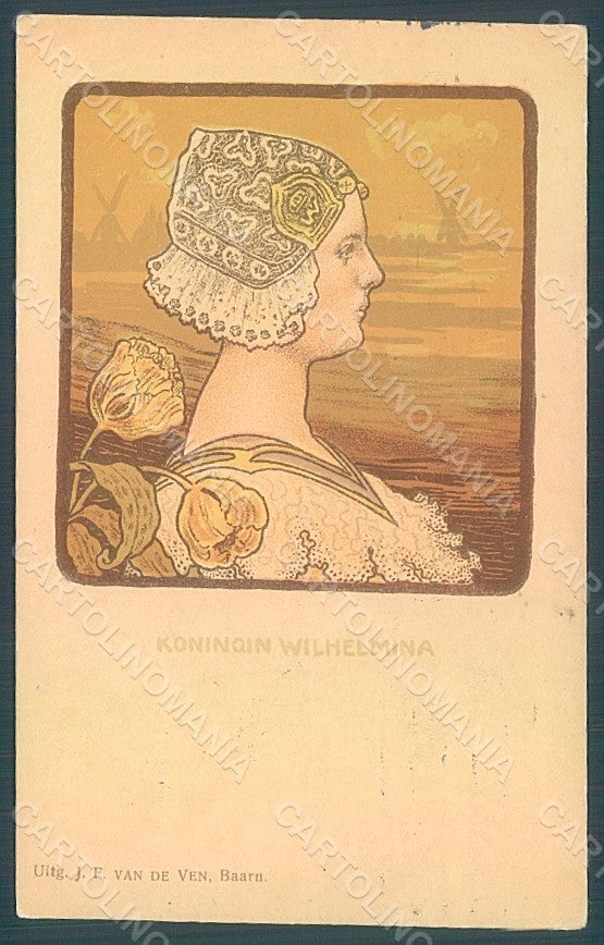 Artist Signed Berthon Royalty Koningin Wilhelmina postcard HR2185 – fronte