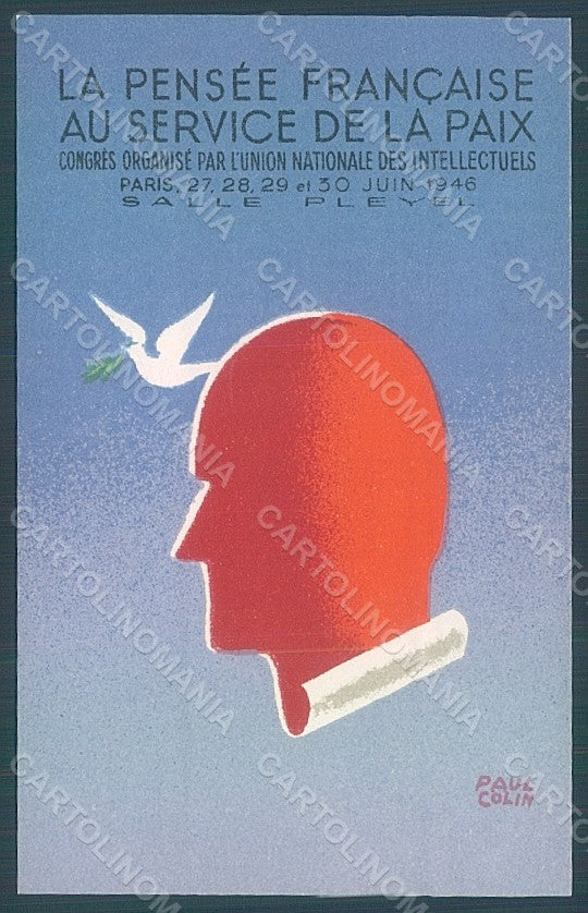 Artist Signed Colin Man Dove Congres Union Nationale des Intellectuels pc HR2192 – fronte
