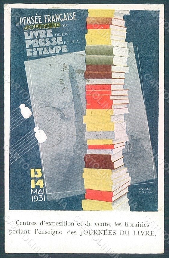 Artist Signed Colin Books Journee la Pensee Francaise Livre postcard HR2193 – fronte
