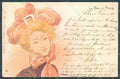 Artist Signed Meunier H. Lady Art Nouveau Chic a Paris CREASES TEARED pc HR2214 – fronte