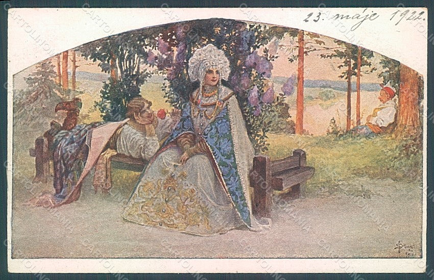 Artist Signed Solomko Lady Art Nouveau Flatterer T.S.N. 178 postcard HR2215 – fronte