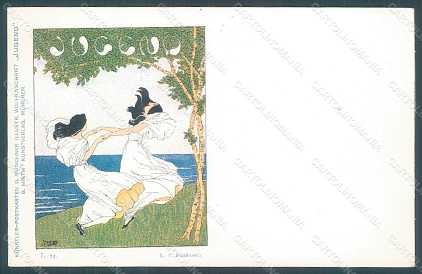 Artist Signed Zumbusch Lady Art Nouveau Jugend serie I 24 postcard HR2216 – fronte
