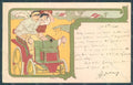 Artist Signed Mignot Lady Art Nouveau Car CORNER CREASE postcard HR2222 – fronte