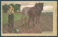 Artist Signed Hey Paul Man Plowing Horse Dammerung CORNER CREASE postcard HR2224 – fronte
