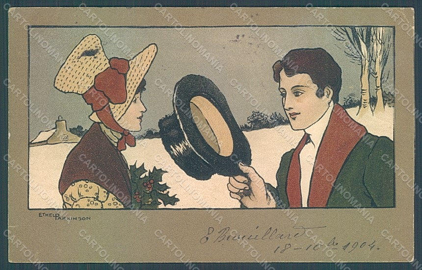 Artist Signed Parkinson Lady Art Nouveau CORNER CREASE M.M. Vienne 191 pc HR2225 – fronte
