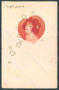 Artist Signed Jozsa Carl Lady Art Nouveau Coeur Dame postcard HR2232 – fronte