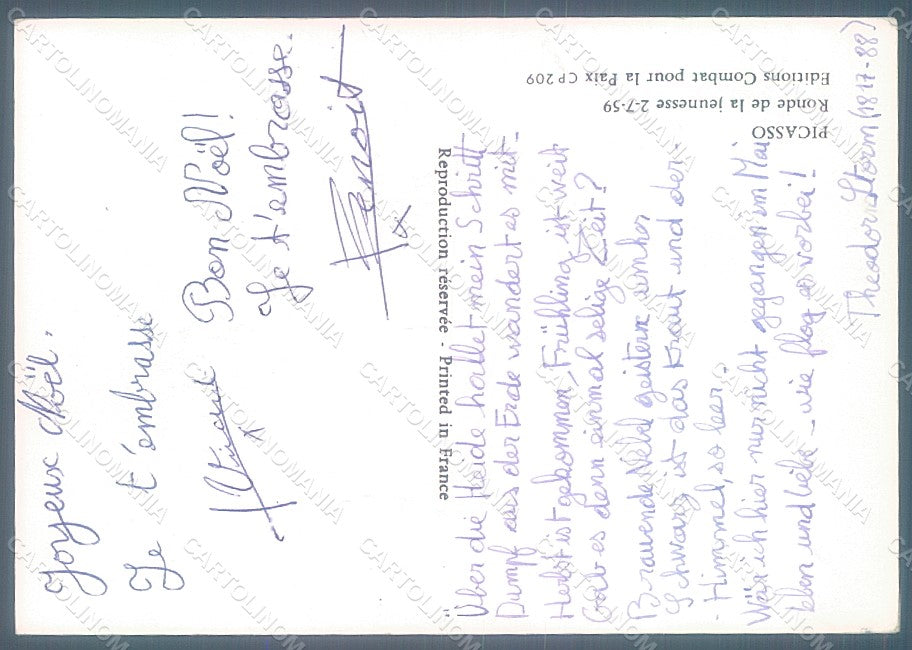 Artist Signed Picasso Ronde de la Jeunesse Dove Pax FG postcard HR2242 – retro