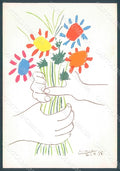Artist Signed Picasso La Colombe de Avenir Flowers Pax FG postcard HR2243 – fronte