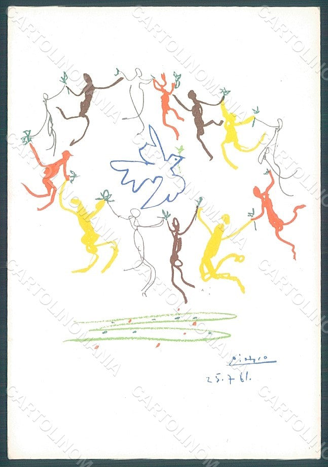 Artist Signed Picasso Ronde de la Jeunesse Dove Pax FG postcard HR2244 – fronte