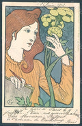Artist Signed Grasset Lady Art Nouveau Collection des Cent 16 postcard HR2254 – fronte