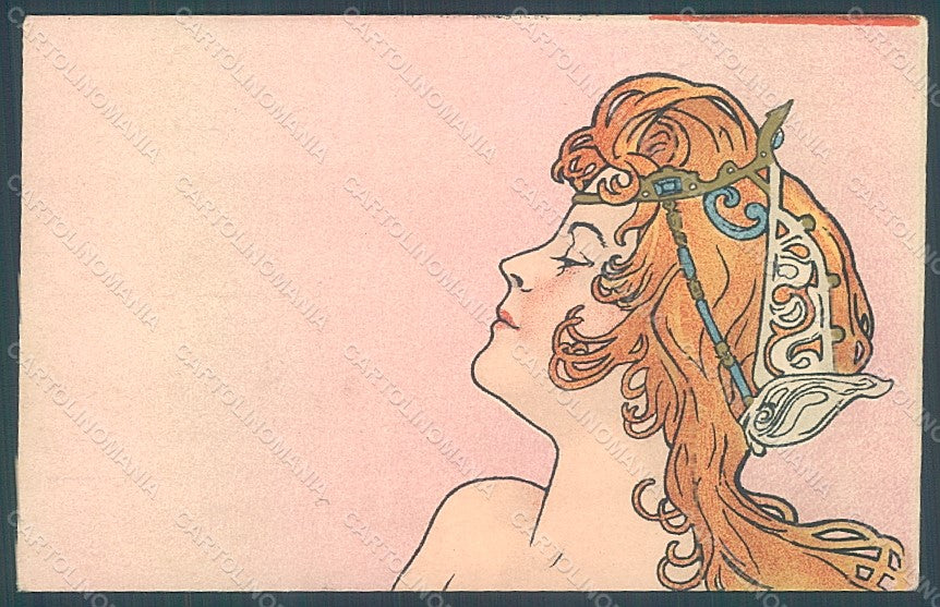 Artist Signed Meunier H. Lady Art Nouveau M.M. Vienne postcard HR2256 – fronte