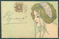 Artist Signed Meunier H. Lady Art Nouveau postcard HR2258 – fronte