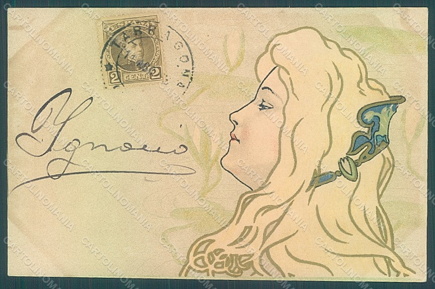 Artist Signed Meunier H. Lady Art Nouveau postcard HR2259 – fronte