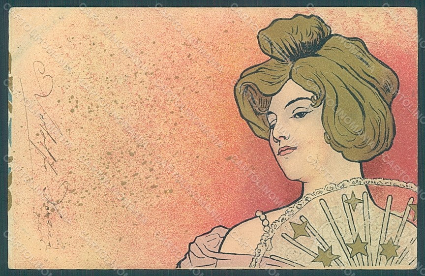 Artist Signed Meunier H. Lady Art Nouveau WRINKLES postcard HR2261 – fronte