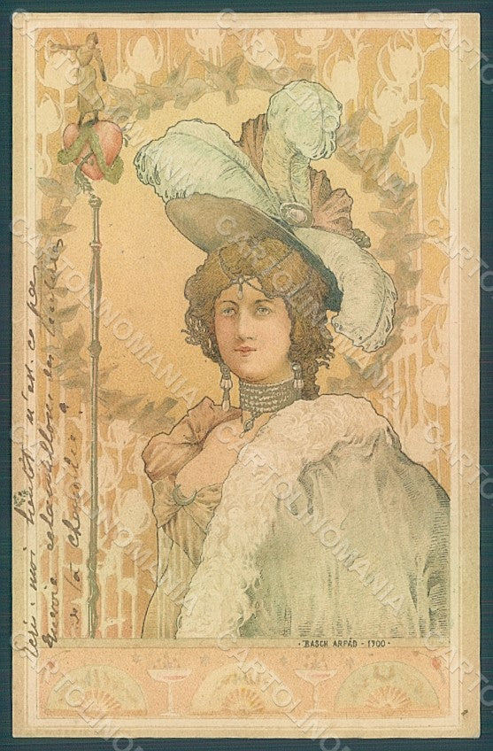 Artist Signed Basch Arpad Lady Art Nouveau postcard HR2262 – fronte