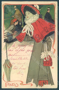 Artist Signed Christiansen Lady Art Nouveau Paris postcard HR2266 – fronte