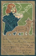 Artist Signed Laskoff Advertising Talmone Girl Cat postcard HR2275 – fronte