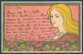 Artist Signed Meunier H. Lady Art Nouveau Aubepine Esperance WRINKLE pc HR2283 – fronte
