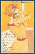 Artist Signed Meunier H. Lady Art Nouveau WRINKLE postcard HR2284 – fronte
