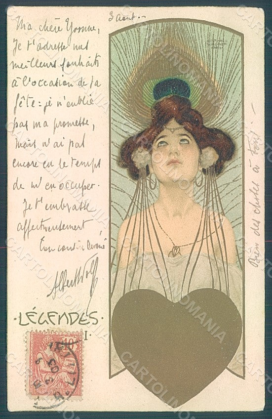 Artist Signed Kirchner Raphael Lady Legendes E.6 WRINKLE postcard HR2296 – fronte