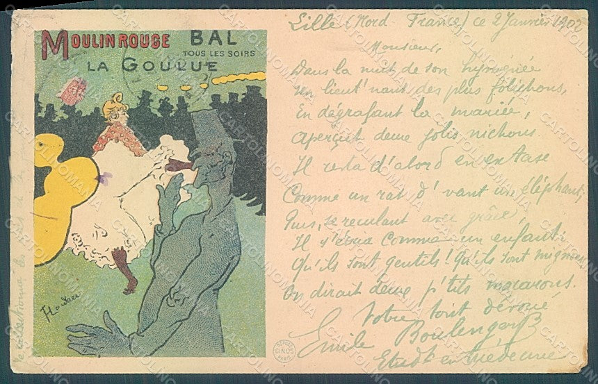 Artist Toulouse Lautrec Cinos Moulin Rouge Bal CORNER BROKEN REPAIRED pc HR2301 – fronte