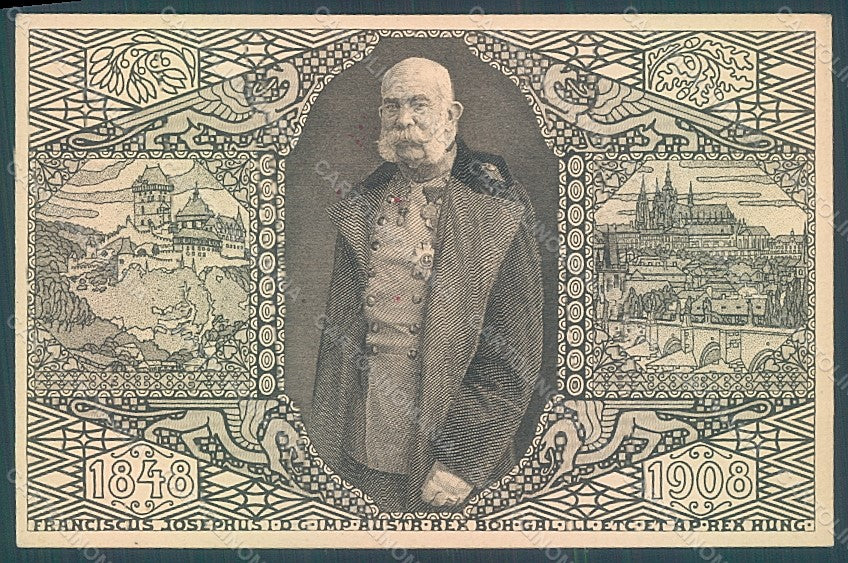 Artist Signed Moser Koloman Kaiser Franz Joseph I Praha 1908 postcard HR2306 – fronte