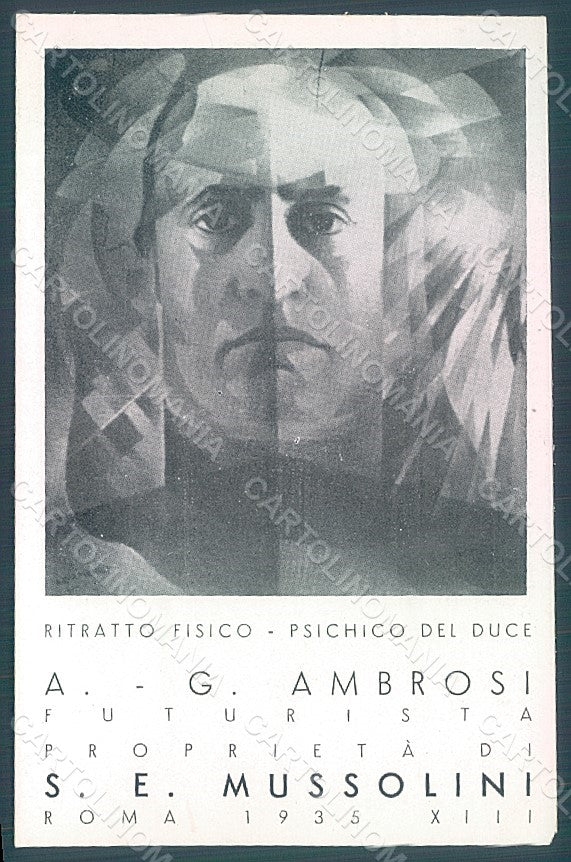 Artist Ambrosi Futurism Roma 1935 Ritratto Fisico Psichico Mussolini pc HR2324 – fronte