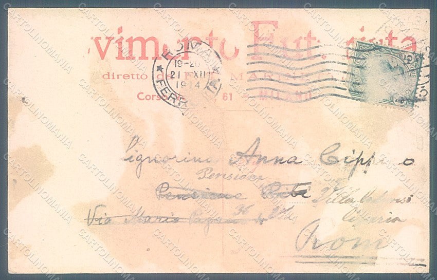 Artist Marinetti Autografo Futurism Tricolore Bandiera ABRADED postcard HR2331 – retro