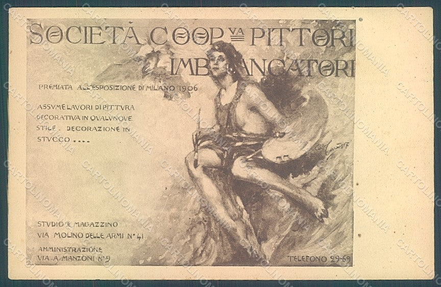 Artist Signed Carrà Carlo Lady Expo 1906 Milano Pittori postcard HR2332 – fronte