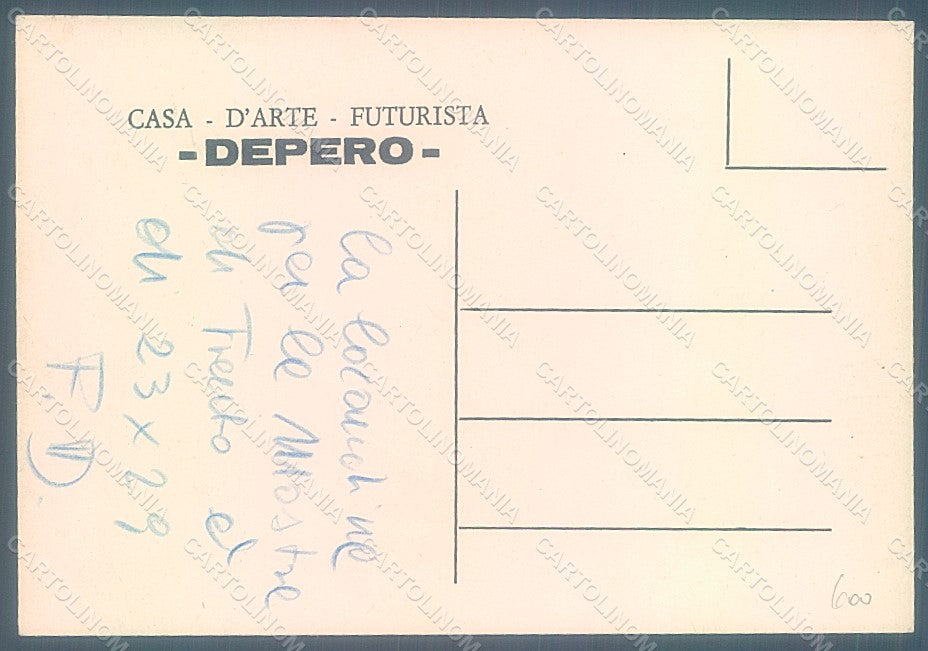 Artist Signed Depero Autografo Futurism Casa Arte Futurista FG postcard HR2336 – retro
