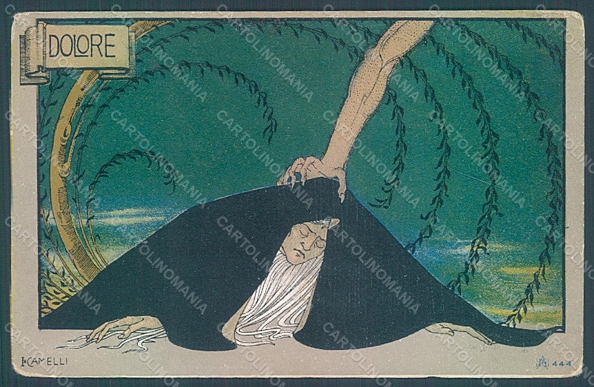 Artist Signed Camelli Art Nouveau Pain Dolore postcard HR2338 – fronte